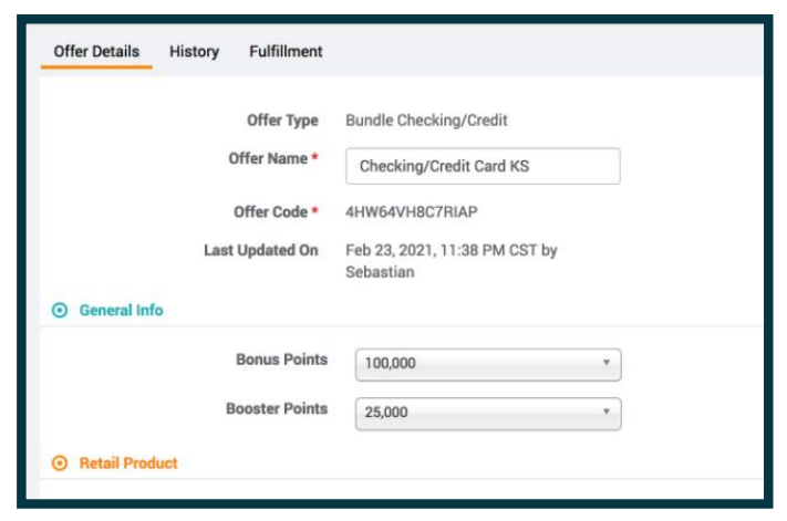 screenshot of Naehas Offer Management